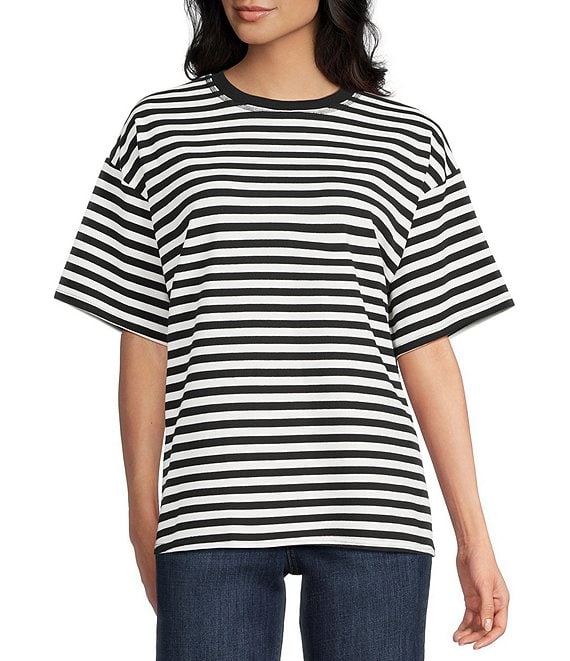 Things Between Crew Neck Stripe Short Sleeve Boxy T-Shirt