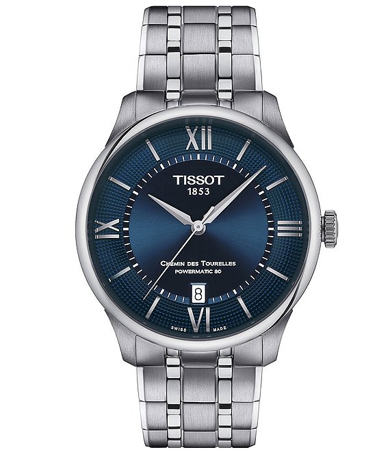 Tissot Men s Chemin Des Tourelles Powermatic 80 Automatic Blue Dial Stainless Steel Bracelet Watch