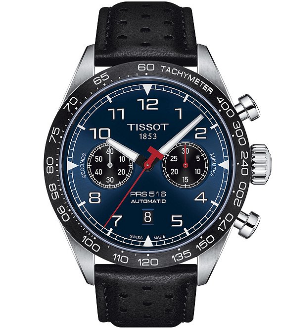 Tissot Men's Prs 516 Automatic Chronograph Black Leather Strap Watch