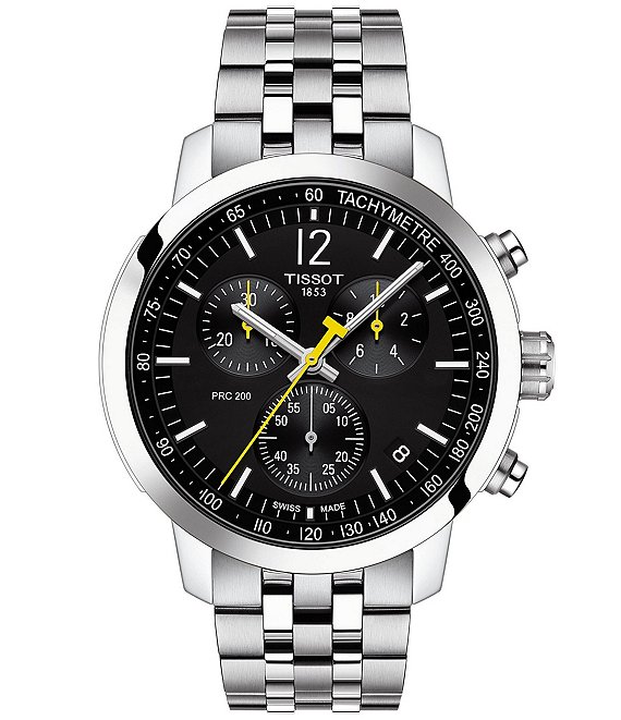 【高価値】 Tissot PRC 200 Chronograph Stainless Steel Bracelet Watch 時計