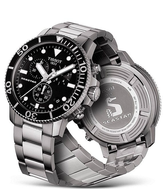 Tissot Men's Seastar 1000 Black Dial Chronograph Stainless Steel