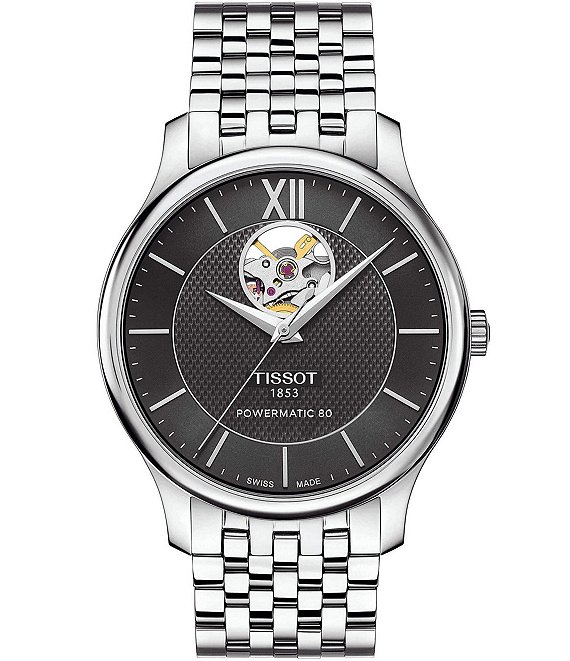 Tissot T-Classic Tradition Powermatic 80 Open Heart Stainless Steel Bracelet Watch