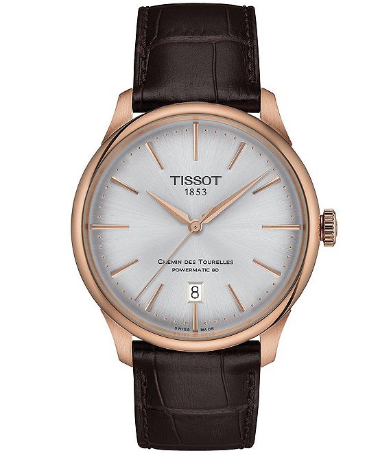 Tissot Unisex Chemin Des Tourelles Powermatic 80 Automatic Brown Leather Strap Watch