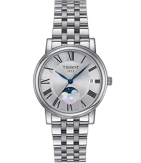 Color:Silver - Image 1 - Women's Carson Lady Premium Moonphase Quartz Analog Stainless Steel Bracelet Watch