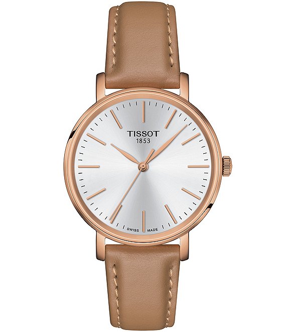 Tissot Women s Everytime Quartz Analog Beige Leather Strap Watch