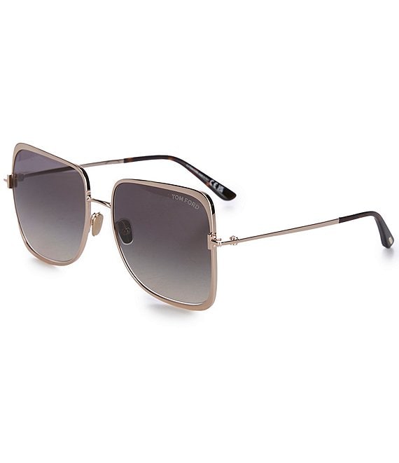 TOM FORD Women's Tara 57mm Square Sunglasses, Shiny Rose Gold/Gradient Smoke - Image 1