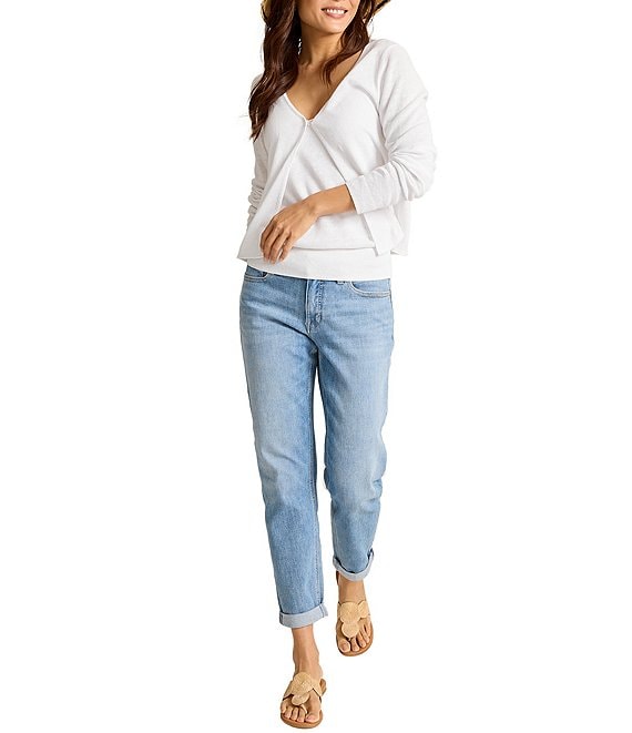 Tommy Bahama Adeline Linen Blend V-Neck Long Sleeve Button Front