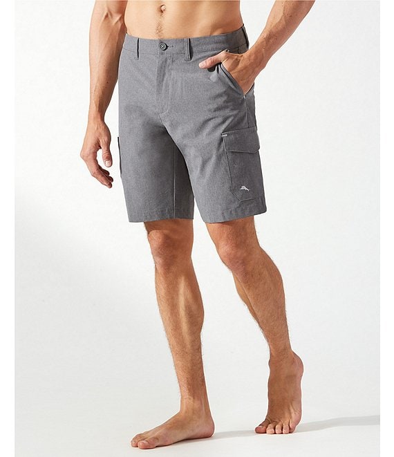 Color:Coal - Image 1 - Big & Tall 10#double; and 11#double; Inseam Cayman Isles Cargo Hybrid Board Shorts