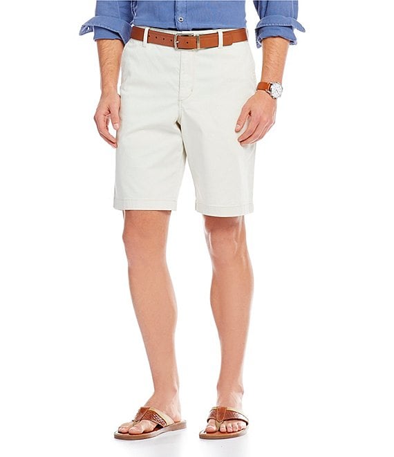 Color:Bleached Sand - Image 1 - Big & Tall Flat-Front Straight-Fit Stretch Sateen 10#double; and 13#double; Inseam Boracay Shorts