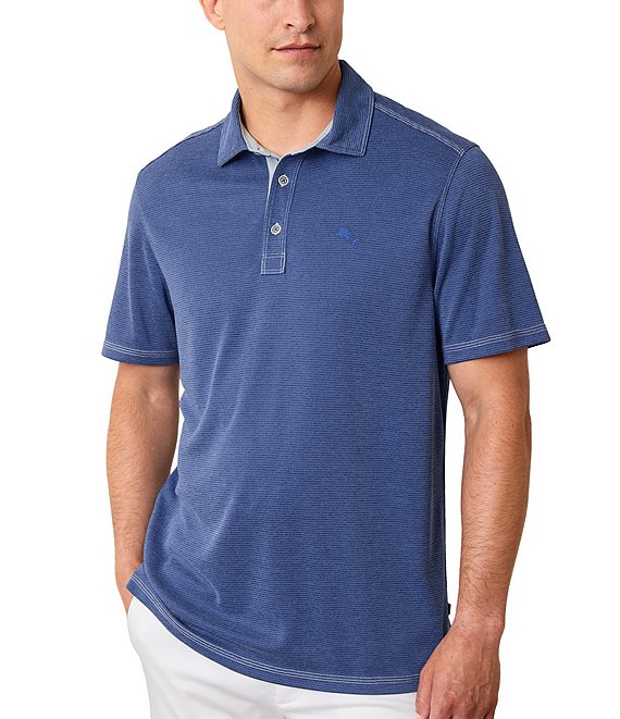 Color:Cobalt Haze - Image 1 - Big & Tall Paradise Cove Short Sleeve Polo Shirt