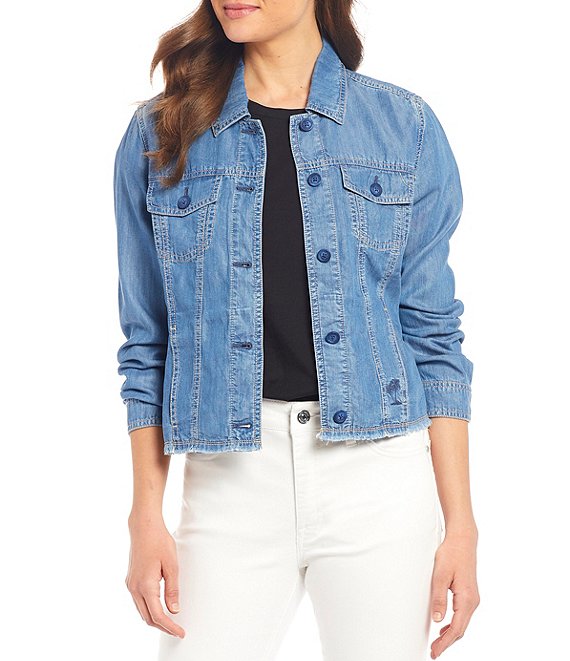 Buy Floerns Women's Button Front Ripped Crop Denim Jacket Coat Light Blue  XS at Amazon.in