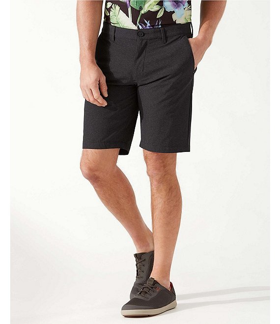 Color:Black - Image 1 - IslandZone Chip Shot Flat-Front Stretch 10#double; Inseam Shorts