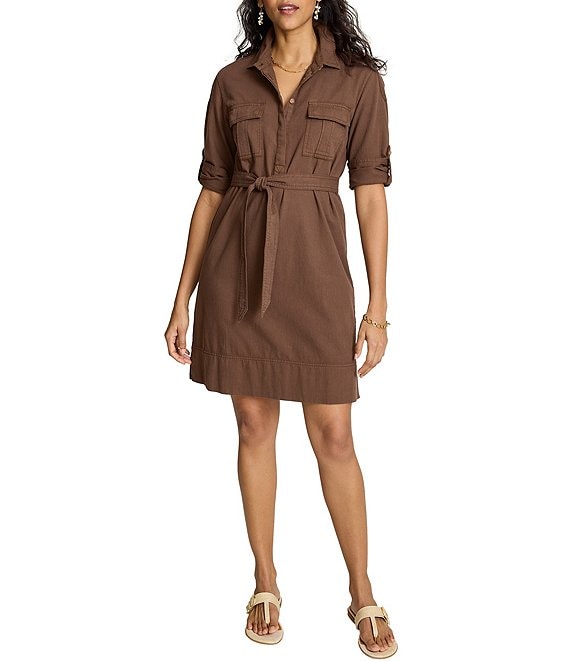 Tommy Bahama Coastal Twill Short Sleeve Button Front Shirt Dress