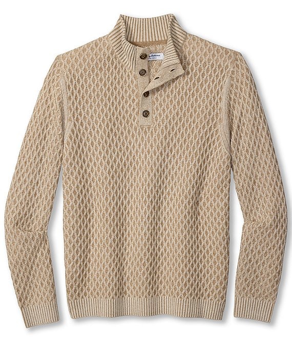 Tommy Bahama Cross Cable Button Neck Pullover