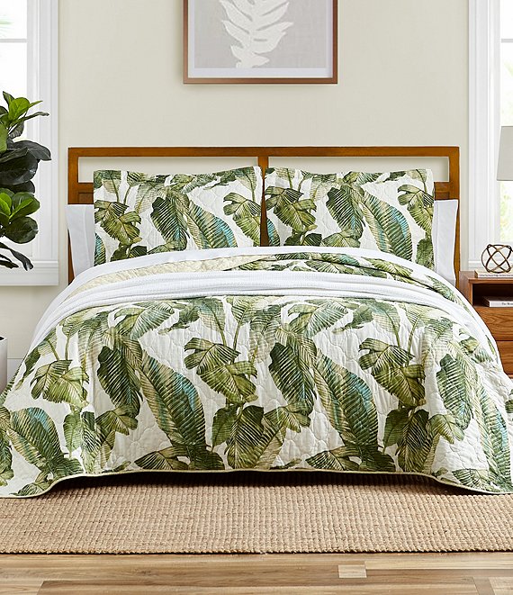 Tommy Bahama Stone Washed Cotton Jingle Bell Palm Tree Christmas Queen Sheet Set 