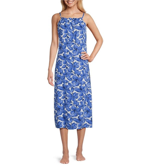 Tommy Bahama Floral Print Sleeveless Round Neck Woven Nightgown | Dillard's