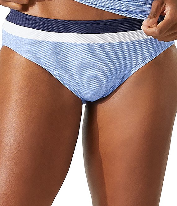 Color:Blue Monday Heather - Image 1 - Island Cays Color Block Hipster Swim Bottom