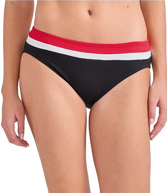 Tommy Bahama Island Cays Color Block Hipster Swim Bottom, Black - Image 1