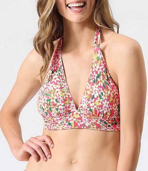 Tommy Bahama Island Cays Reversible Floral Print Halter Swim Top