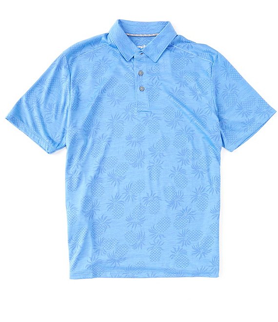 Color:Blues - Image 1 - IslandZone Pineapple Palm Coast Short-Sleeve Polo Shirt