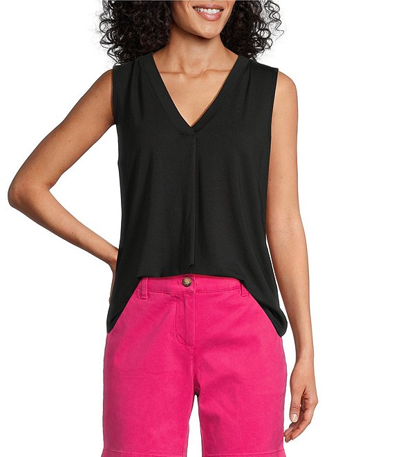 Tommy Bahama Kauai Solid Jersey Pleating V-Neck Sleeveless Tank