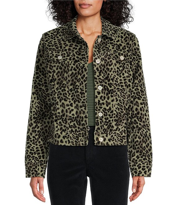 Tommy Bahama Lovely Corduroy Leopard Print Point Collar Long Sleeve ...