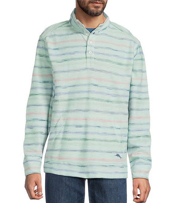 Tommy Bahama Minori Sands Button Mockneck Stripe Pullover