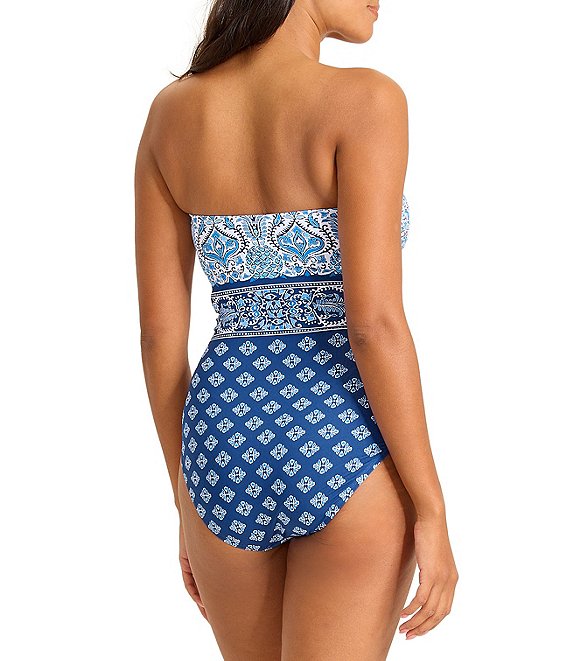 Tommy Bahama Noble Pineapple Strapless Bandeau One Piece Swimsuit
