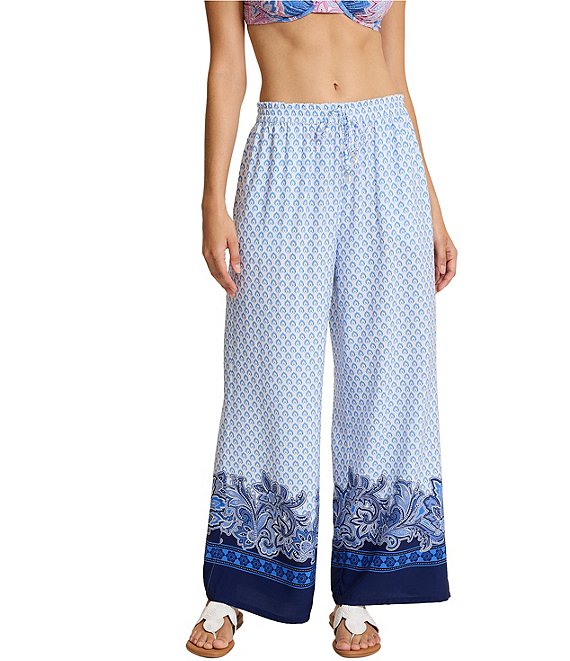 Tommy Bahama Paisley Daze Wide Leg Pull-On Beach Pant Swim Cover-Up