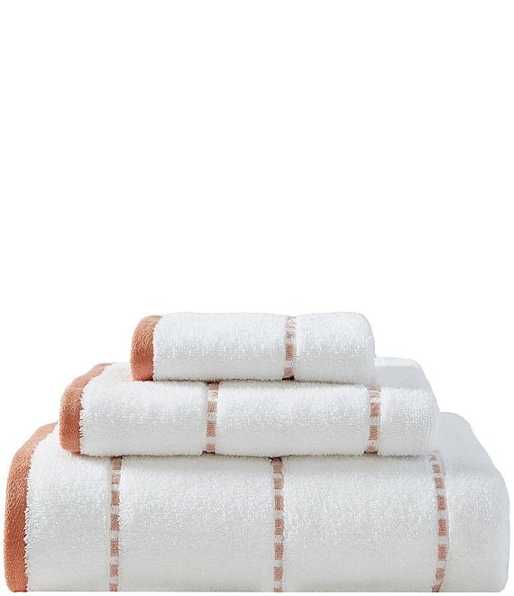 Tommy Bahama Ridley Solid 3-Piece Cotton Bath Towel Set, White/Clay - Image 1