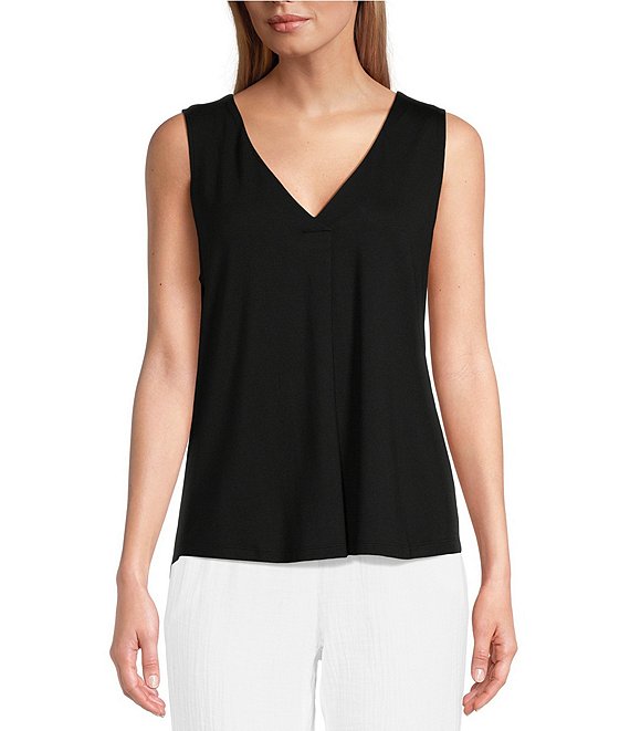 Tommy Bahama V-Neck Sleeveless Pleat Front Tank Top | Dillard's