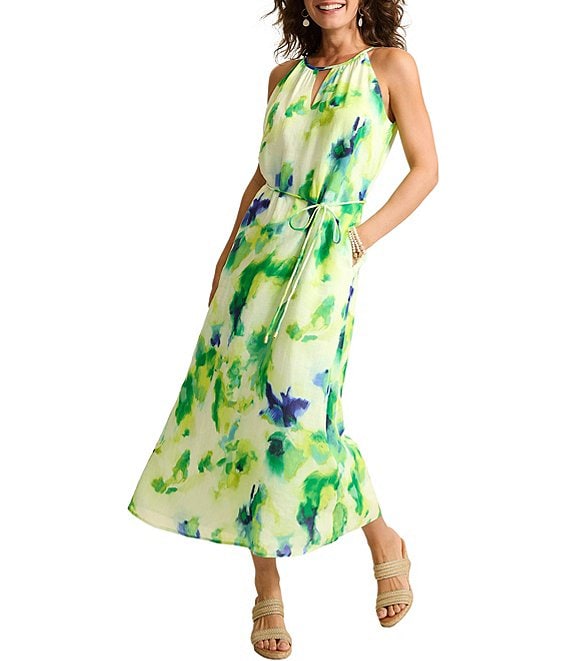 Tommy Bahama Green Frog selling Floral Print Sleeveless Ruffle Maxi Sundress - size S/P