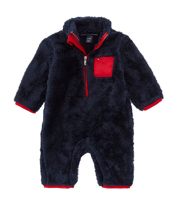 Tommy Hilfiger Baby Boys Newborn-6 Months Long Sleeve Faux-Sherpa Coverall