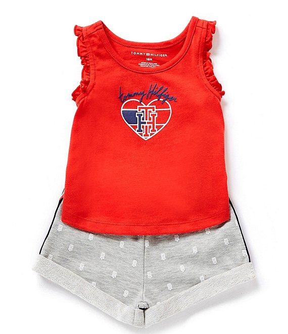 forsigtigt temperament pædagog Tommy Hilfiger Baby Girls 12-24 Months Sleeveless Heart-Logo Tank Top &  Trimmed French Terry Shorts Set | Dillard's