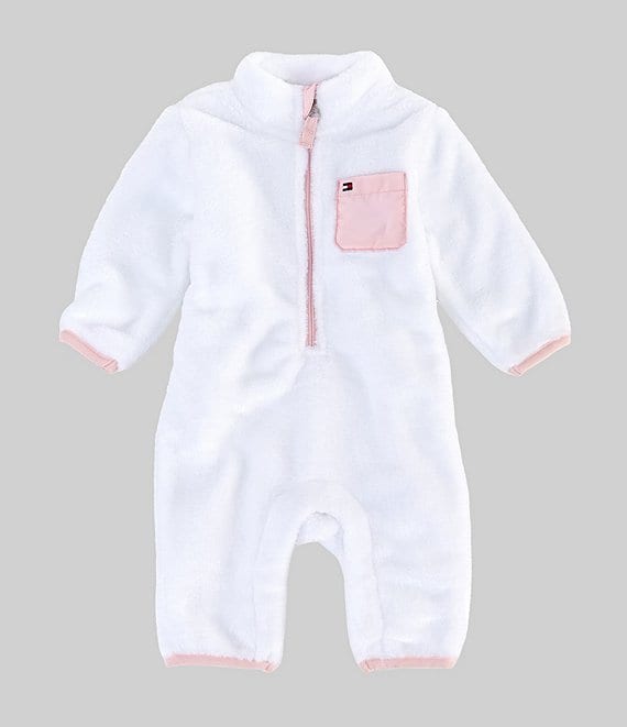 Tommy Hilfiger Baby Girls Newborn-6 Months Long Sleeve Faux Sherpa Coverall