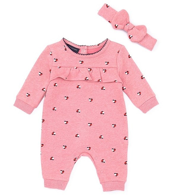 Color:Pink - Image 1 - Baby Girls Newborn-6 Months Long Sleeve Printed Coverall