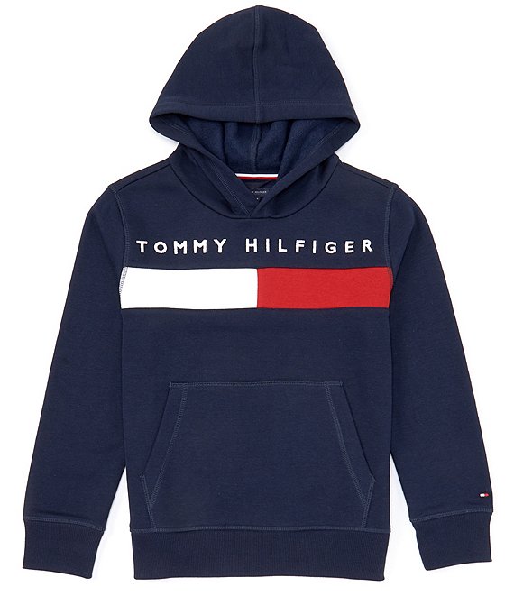 Tommy Hilfiger Men's Long Sleeve Fleece Logo Pullover Hoodie
