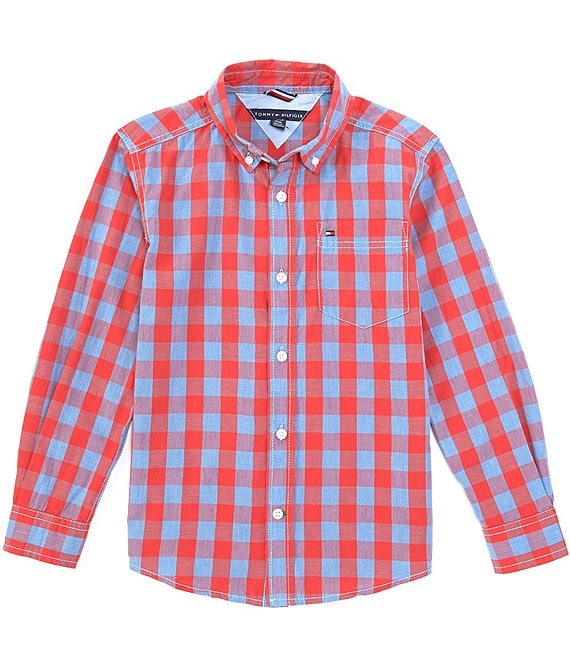 Tommy Hilfiger Big Boys 8-20 Dillard\'s | Button-Front Plaid Shirt Long-Sleeve