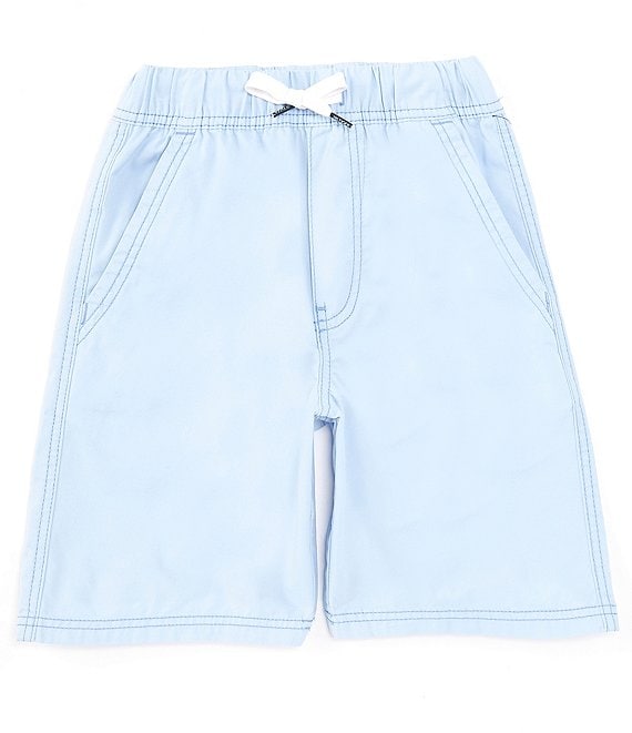 Stretch Twill Pull-On Shorts for Tall Men in Chambray