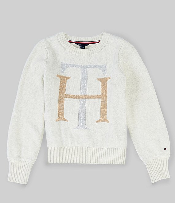 Tommy Hilfiger Big Girls 7-16 Long Sleeve Heather Lurex Monogram Intarsia  Sweater | Dillard\'s