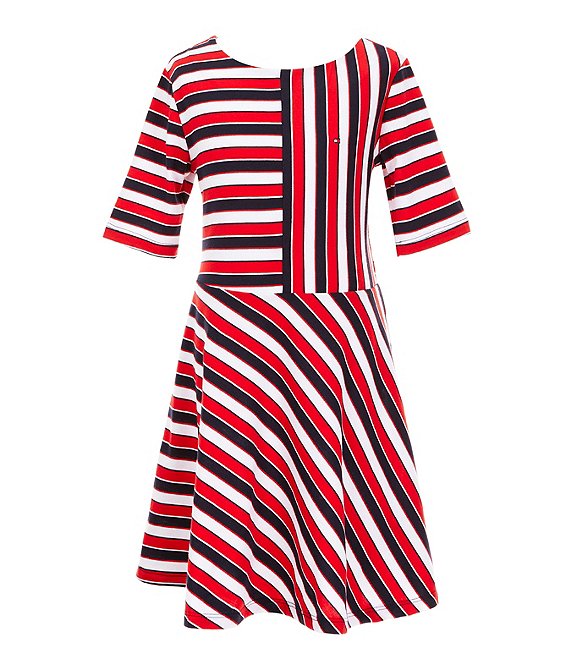 Tommy Hilfiger Big Girls 7-16 Short Sleeve Americana Striped Dress |  Dillard's