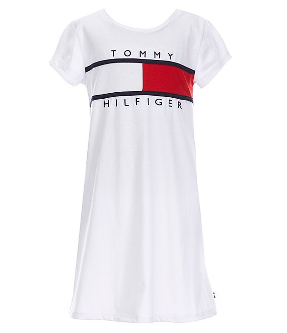 Tommy Hilfiger Big Girls 7-16 Short-Sleeve TH Pieced Flag Knit T-Shirt Dress Dillard's