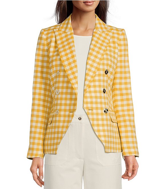 Tommy Double Breasted Gingham Notch Button Front Statement Blazer | Dillard's