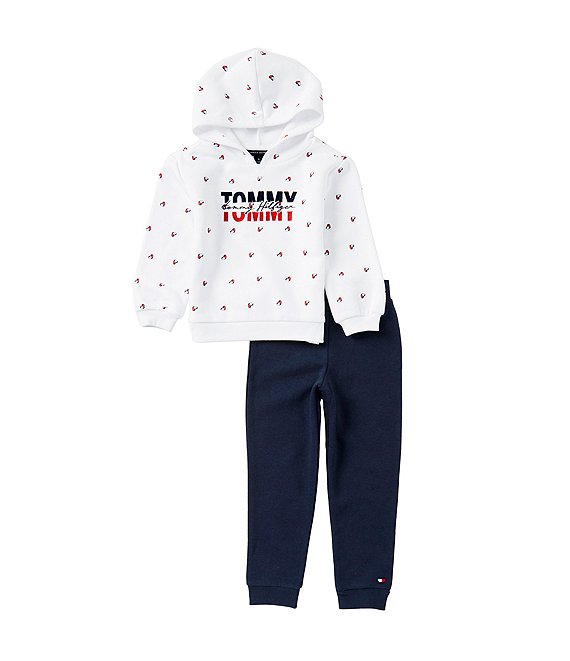 Tommy Hilfiger Little Girls 2T 6X Dotted Oversized Hoodie Jogger Pants 2 Piece Set 4