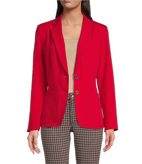 Tommy Hilfiger Stretch Woven Notch Lapel Long Sleeve Two Button Front  Jacket