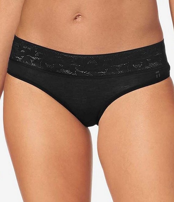 Color:Black - Image 1 - Lace Waist Cheeky Second Skin Bikini Panty