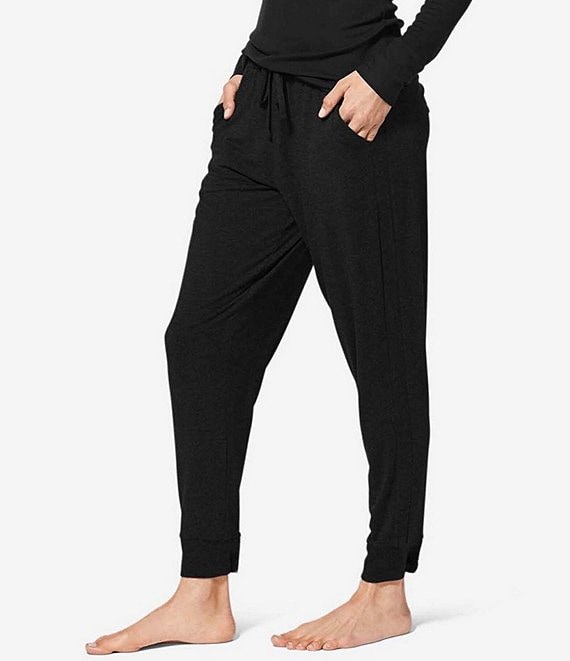 Color:Black - Image 1 - Solid Knit Banded Hem Jogger Coordinating Lounge Pants