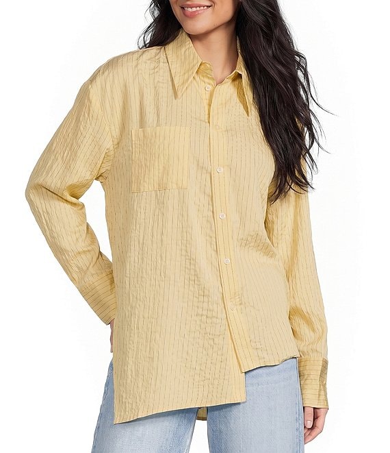 TOPSHOP Asymmetric Placket Button Front Top
