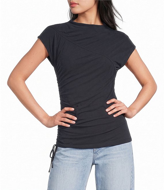 TOPSHOP Cupro Ruched Asymmetric Top