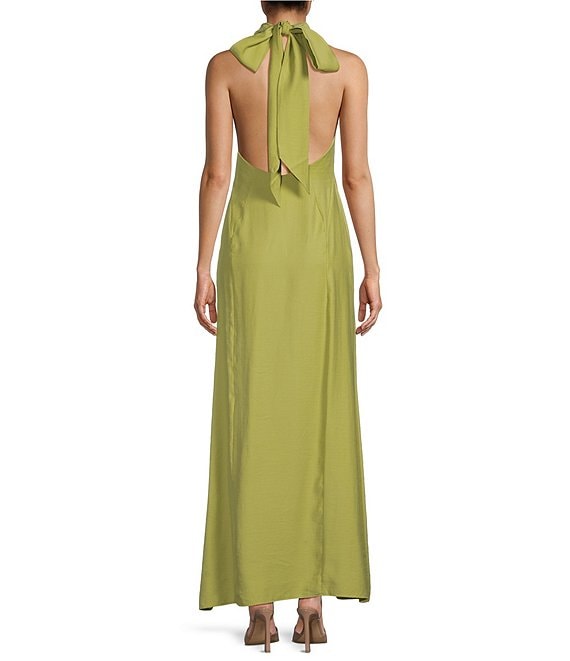 green halter neck dress topshop cowl Maxi in lime-Green this dress features a